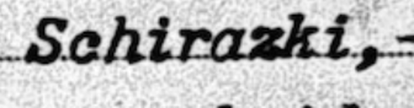 Navnet Schirazki maskinskrevet i 1906
